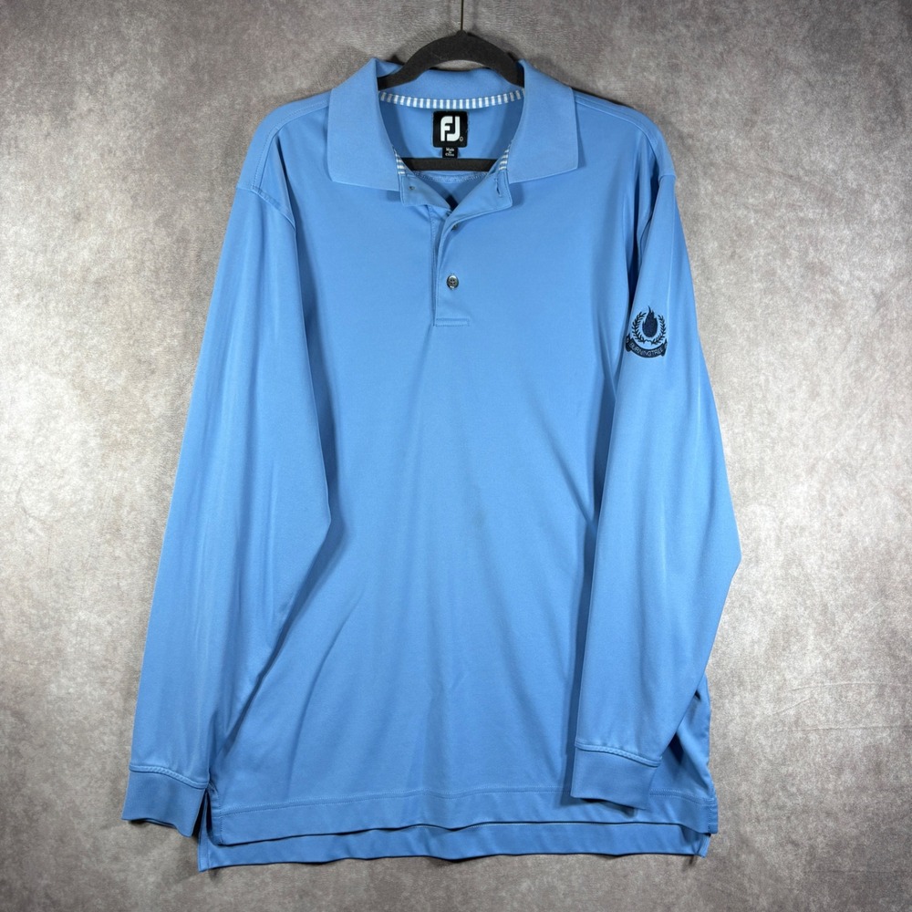 FootJoy Polo Mens Size Large Blue Burning Tree Club Long Sleeve Performance Golf